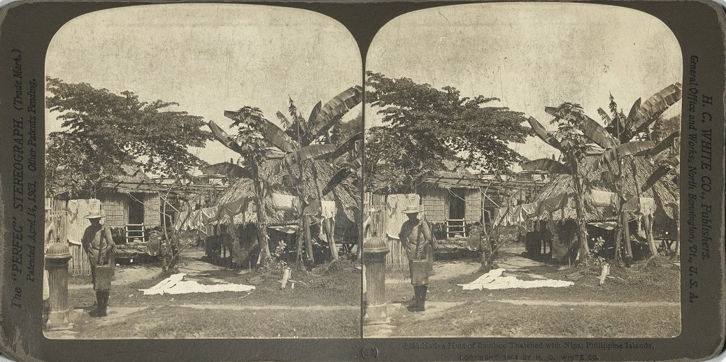 Native Huts of Bamboo Thatched with Nipa, Philippine Islands.